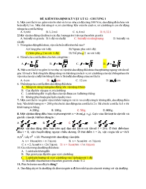 Đề kiểm tra định kỳ vật lý 12  Chương 1